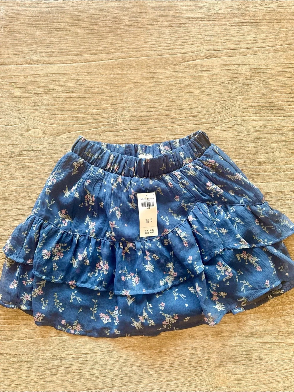 Abercrombie Kids Blue Floral Tiered Skort Girls Size 9/10 NWOT